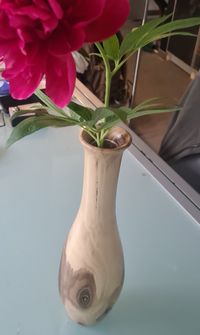 Vase - Walnuss mit Glaseinsatz